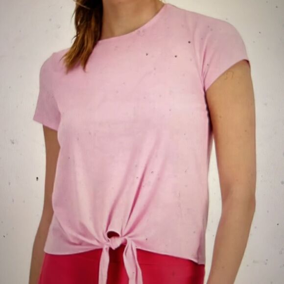 ID Ideology Knot-Front T-Shirt -Pink Stone- Size XL- NWT - Picture 1 of 3